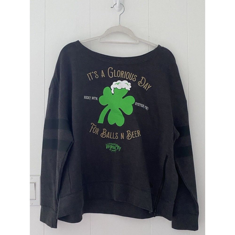 St Patrick's Day Virginia City Rocky Mountain Oyster Fry Women Large Sweatshirt